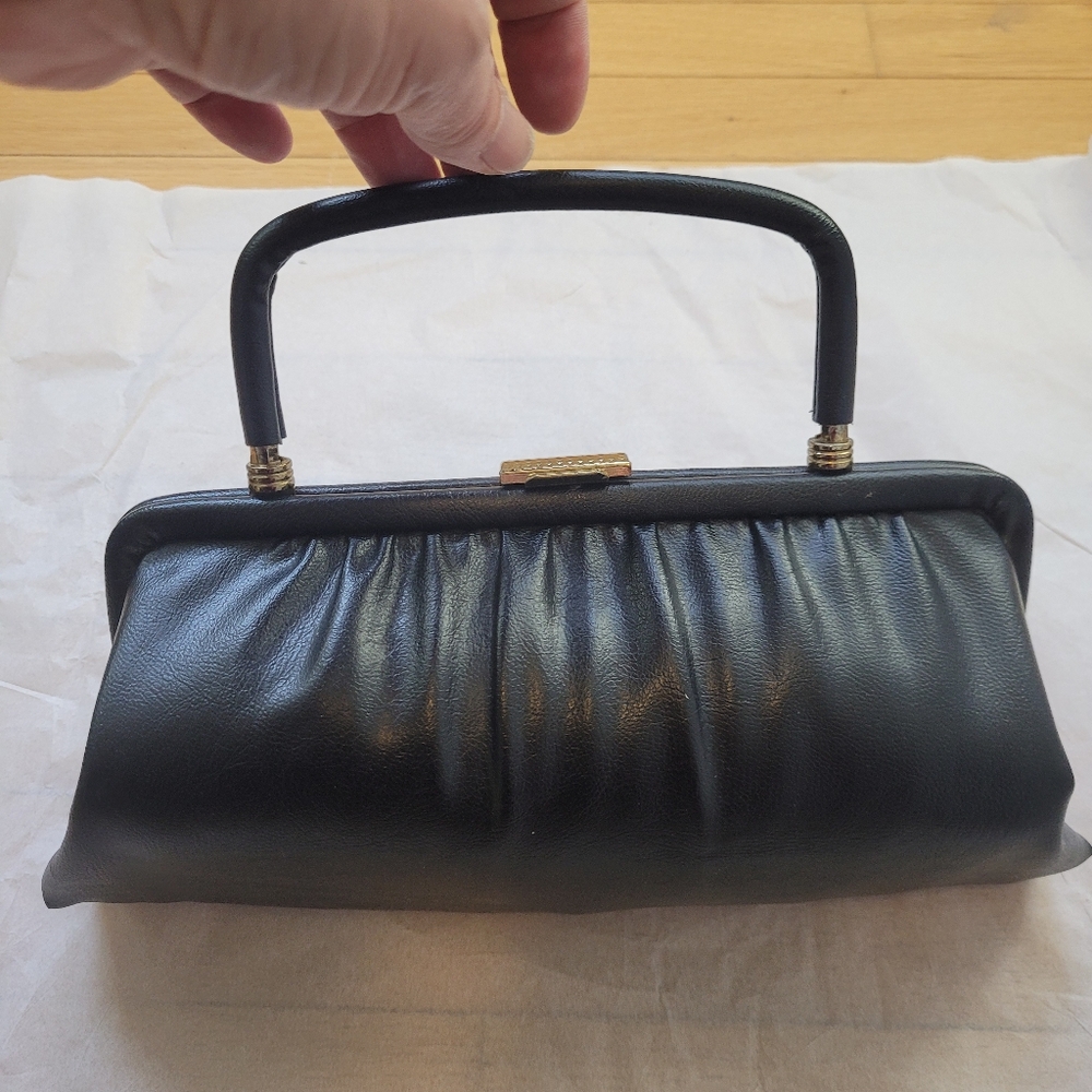 Vintage Black‎ Leather Clutch Bag - Picture 4 of 6